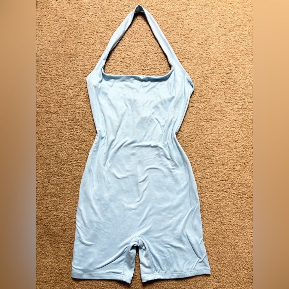Buttery Soft Baby Blue Halter Romper